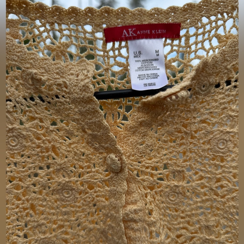 Anne Klein Crochet Button-Up Top - Picture 4 of 8